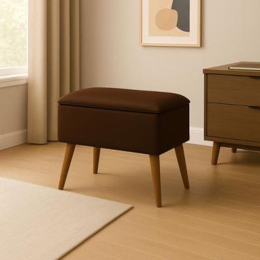 Imagem de Banco Banqueta Para Penteadeira Para Quarto Veludo Pés Palito Estilo R