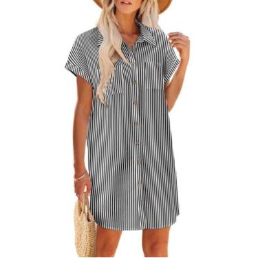 Imagem de Vestido Zeagoo Shift Vestido de linho 100% algodão com decote em V de 