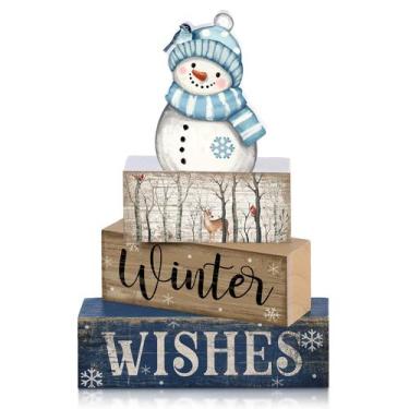 Imagem de Conjunto de placas decorativas de madeira para bonecos de neve de Nata