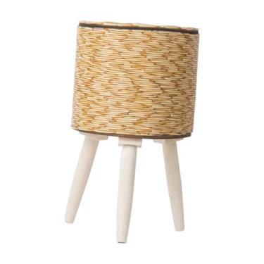 Imagem de Whtkoph Suporte para Plantas de Vime Trançado com Pernas, Cesto de Plantas Resistente, Decoração Versátil, Vaso de Flores Rústico, Vaso de Flores para Sala de, Amarelo 33x16cm 3 Pernas, Tamanho real