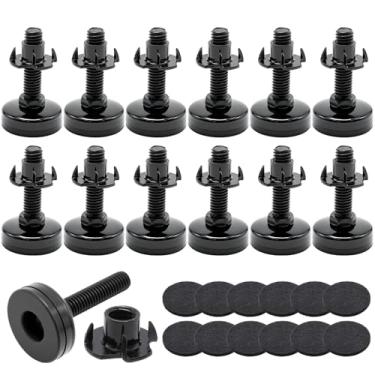 Imagem de laffoonparts 12 pacotes de pés ajustáveis para móveis resistentes, niveladores resistentes à corrosão, adequados para mesas, armários, cadeiras, sofás, bancadas de trabalho e outros móveis resistentes