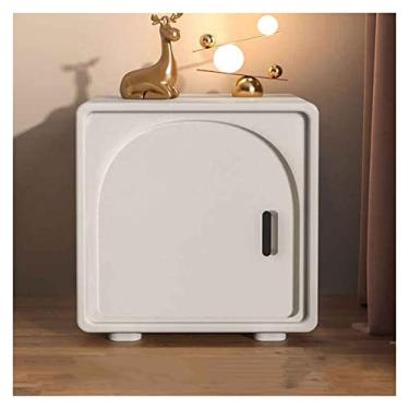 Imagem de Mesa de cabeceira de madeira envernizada prateleira de cabeceira pequena armário de armazenamento e armazenamento mesa de cabeceira (cor: latão, tamanho: 48 x 40 x 51 cm)