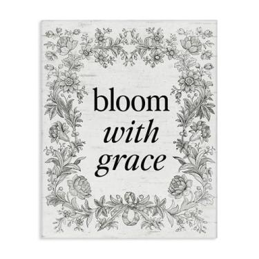 Imagem de Stupell Industries Arte de parede em tela de borda vintage Bloom with Grace, design por Lettered and Lined, 20 x 16