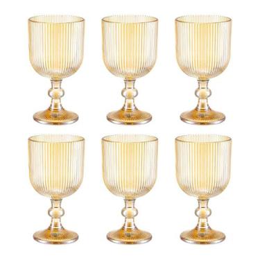 Imagem de Conjunto 6 Taças Graffiato Ambar Vidro Para Água Vinho 370ml - Haüskra