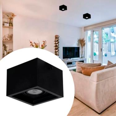 Imagem de Luminária de Teto Spot Modular Quadrado Soprepor 12x12 Em Alumínio MR16 GU10 Bivolt (Preto)