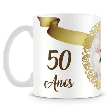 Imagem de Caneca Bodas de Ouro Personalizada Mod.1 com Foto - 325ml - Amo Caneca
