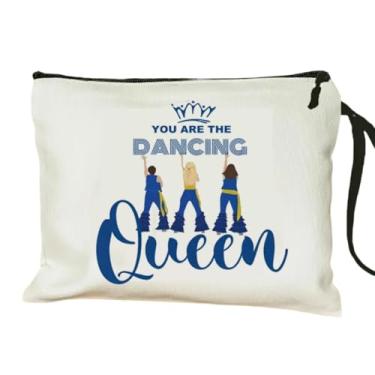Imagem de Bolsa de maquiagem com tema de dança, You Are The Dancing Queen, decorações de festa de aniversário, presentes para amantes de música, mulheres, bolsa de mamãe, presente de comédia musical, Branco