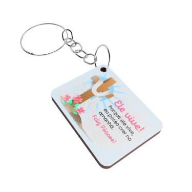 Imagem de Kit 100 Chaveiros de Páscoa Presente Especial Mdf - DK, ELE VIVE