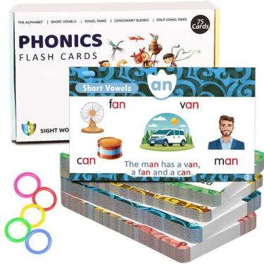 Imagem de Cartões flash Phonics ZIKAQUQI para crianças de 3 anos ou mais