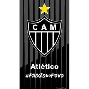 Imagem de Toalha Praia Buettner Veludo Brasão #Paixão do Povo Atlético Mineiro 70cm x 140m Preto