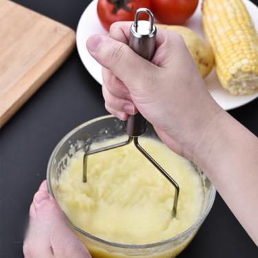 Imagem de 1 Espremedor de batatas de aço inoxidável – Ferramenta portátil de design ondulado para triturar sem esforço – Gadget de cozinha durável para batatas, legumes e mais