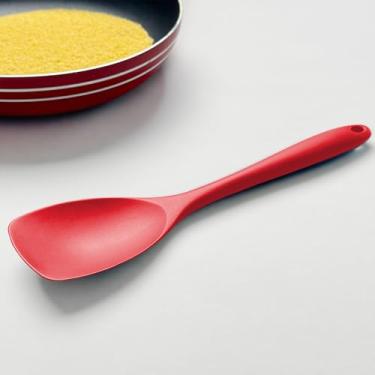Imagem de Colher de espátula de silicone, colher de borracha resistente ao calor, raspadores flexíveis antiaderentes sem costura para assar, ferramenta de mistura, vermelha