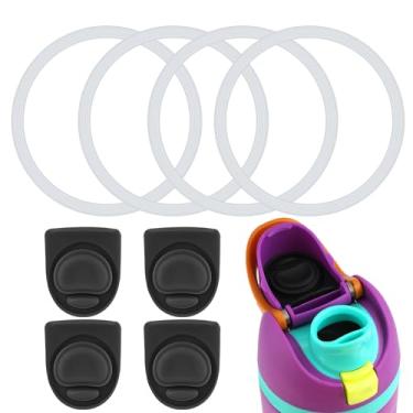 Imagem de 4 peças de círculo de vedação de garrafa de água e 4 peças de rolha de substituição, peças de vedação de borracha circular de silicone para Owala Free Sip 538 g 680 g 947 g, 1,134 g, acessórios de