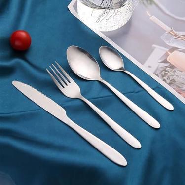 Imagem de Conjunto de talheres de talheres, facas de aço inoxidável, conjunto de garfos de colher para casa, cozinha e restaurante, inclui colher de garfo de faca, polido com espelho, lavável na lava-louças