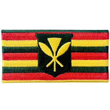 Imagem de Emblema nacional bordado Kamehameha Havaí Kanaka Maoli State Flag Patch havaiano com aplique de ferro na costura