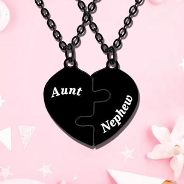 Imagem de Colar combinando com coração de tia e sobrinho, presente de tia da sobrinha, sobrinho, dia das mães, presente de aniversário para tia, One Size, Aço inoxidável, Sem Pedra Preciosa
