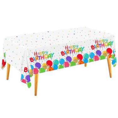 Imagem de Toalha de mesa de aniversário, capa de mesa de plástico para festa de aniversário, 137 x 274 cm, 3 peças