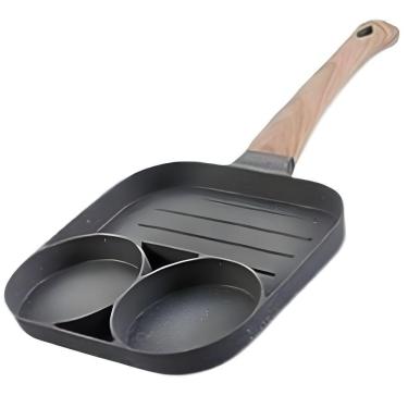 Imagem de Superfície Antiaderente De Frigideira Elétrica Com 3 Divisórias, Ideal Para Cozinhar Sem óleo