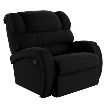 Imagem de Poltrona Do Papai Reclinável Napoli Manual Gatilho Veludo Fh1 Preto