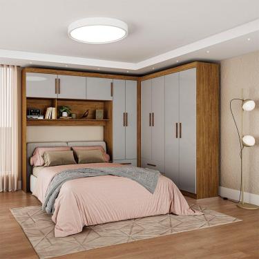 Imagem de Guarda Roupa Casal Modulado 5 Portas Hercules 4 Portas 4 Gavetas Cinamomo com Off White