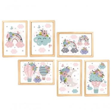 Imagem de Quadro Infantil Menina 6 Un A4 Vidro E Pendurador