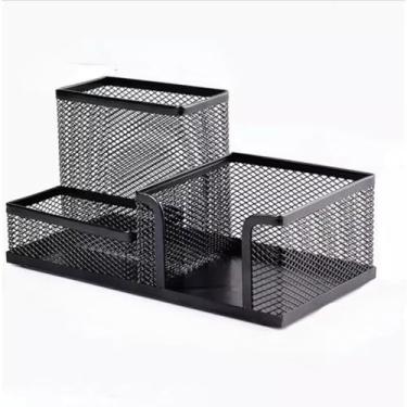 Imagem de Organizador De Mesa Metal Aramado 3 Divisões, Para Escritório, Porta Lapís, Caneta E Clips(3 Divisorio)