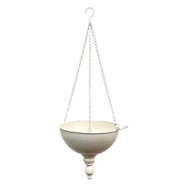 Imagem de MotiveTech Vaso suspenso semicircular, ornamento rústico, faça você mesmo, vaso de flores suspenso, cesto, floreira para, estilo fazenda, decoração de, Branco