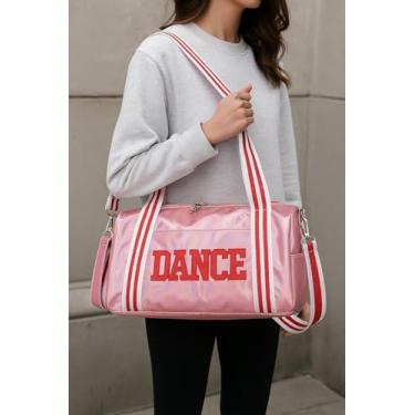 Imagem de Bolsa de dança feminina, bolsa de ginástica de grande capacidade com compartimento para sapatos, bolsa de ombro impermeável para viagens, fitness, esportes, rosa, Sacos de viagem