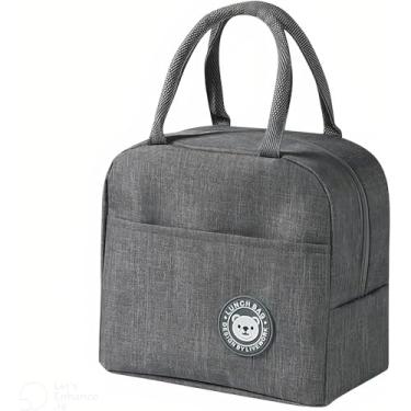 Imagem de Bolsa Térmica Lancheira para Marmita com Alça Reforçada Impermeável Forro Térmico Trabalho Escola Viagem (Cinza)