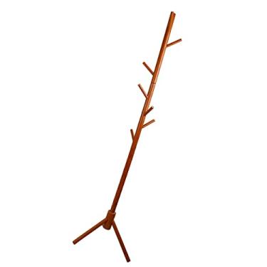 Imagem de Phefop Cabide de Canto Redondo Elegante, Cabide de Chapéu para Entrada, tripé Estável, de Roupas Feito de Madeira de Pinho para Estúdio de Loja (Cor Mel)