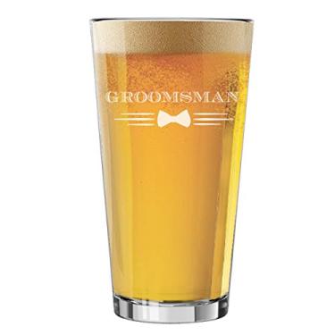 Imagem de My Personal Memories Copos de cerveja para despedida de solteiro, casamentos, brindes de casamento, presentes de cerveja gravata borboleta estilo 473 ml transparente MPM0354