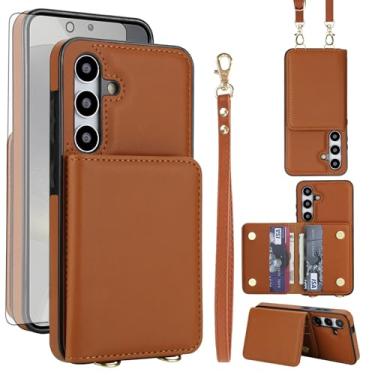 Imagem de Asuwish Capa de celular para Samsung Galaxy S25 FE 5G carteira com protetor de tela de vidro temperado, alça transversal de pulso, bloqueio de RFID, compartimento para cartão S 25 EF S25FE 25S 25FE