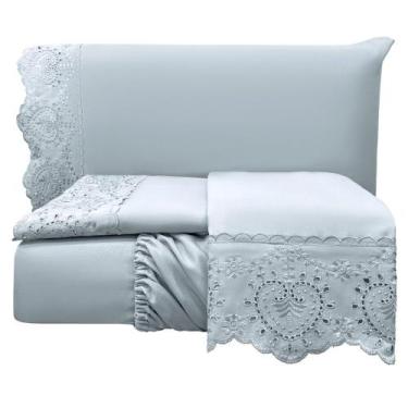 Imagem de Jogo Cama Lençol Casa Scarpa Detail Queen Bordado Guipir Bordado Inglê