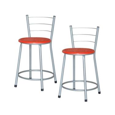 Imagem de Jogo 2 Banqueta Baixa Ratan Cinza Retro - Lamar Design, Vermelho