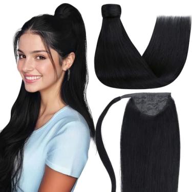 Imagem de LaaVoo Extensão de rabo de cavalo cabelo humano para mulheres negras extensões de cabelo curto rabo de cavalo cabelo humano real extensões de rabo de cavalo preto azeite 30 cm 70 g
