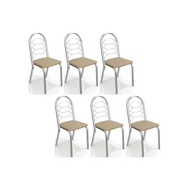 Imagem de Cadeira De Cozinha Holanda C009 Kit 6 Un Cromada-nude 16 - Kappesberg