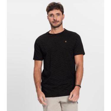 Imagem de Camiseta Masculina Cotton Listrado Diametro Preto, GG, Preto