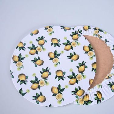 Imagem de Sousplat Estampado Allegra 2 Peças Capa E Base Mdf 35cm Diâmetro 100% Poliéster - Limão
