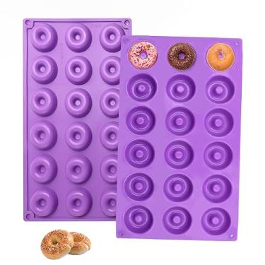 Imagem de Conjunto de 2 moldes de rosquinha, 18 formas de donut, moldes antiaderentes de silicone, moldes de bolo, biscoito, moldes para assadeira, molde para assadeira