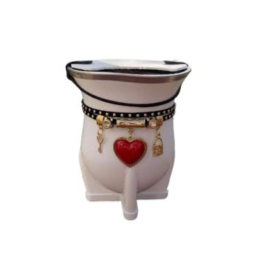 Imagem de Copos de Mate,Cuia Chimarrao，Cuia Termica，Conjunto para Chimarrão: Pulseira Colorida e Copo (Branca + coração rosa)