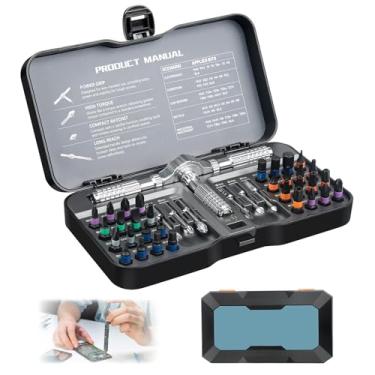 Imagem de Conjunto de chaves de fenda catraca magnética 40 em 1, kit de catraca de chave de fenda DIY com alça destacável, brocas de aço S2 para reparos em móveis, eletrônicos, bicicletas e projetos de