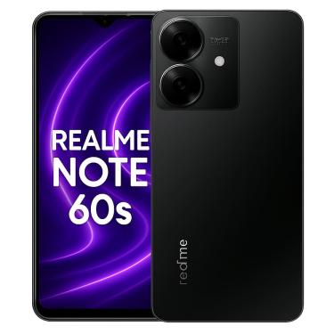 Imagem de Smartphone Celular Realme Note 60s 4G, 128GB, 4GB RAM, Tela 6,74 HD+ 90Hz, Câmera 32MP IA, Bateria 5000mAh, Android 14, Dual SIM, PRETO