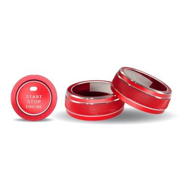 Imagem de KUQUTIDY Para Toyota RAV4 2019-2015 A/C Capa do botão de arranque do motor, console central, rádio, clima, controle de volume, acessórios de substituição (vermelho)