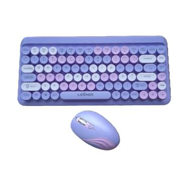 Imagem de Kit Teclado Mouse Wireless Sem Fio USB Bluetooth Colorful LEY-176A Roxo