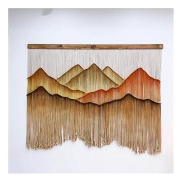 Imagem de Macrame Wall Hanging Tapeçaria Boho para Parede, Decoração de Parede em Algodão Tecido à Mão, Cortinas Divisórias, good para Sala de Estar de Hospedagem(160x110cm/63x43in)