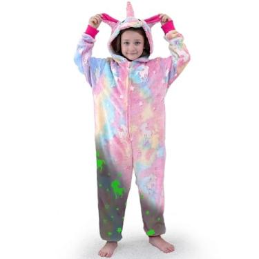 Imagem de Pijama infantil unissex de unicórnios, fantasia de Halloween, cosplay para meninas e meninos, Unicórnios, XL(10-12Years)