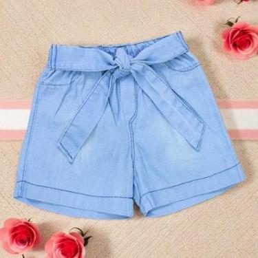 Imagem de Short Menina Jeans Claro Infantil Com Amarração-Masculino