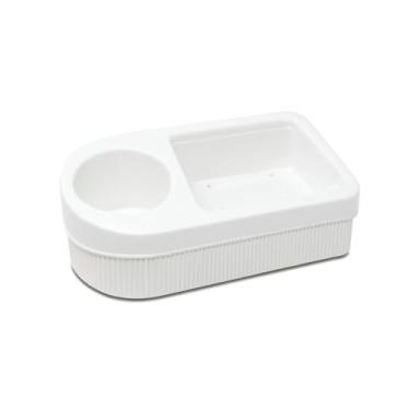 Imagem de Porta Sabão Detergente de Pia para Cozinha, 22x12x7.5cm, Compartimentos para Utensílios e Esponja (Branco)