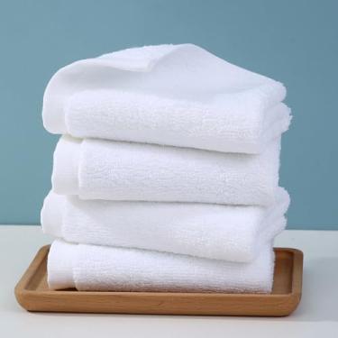 Imagem de Toalhas faciais 100% algodão - Toalhas de salão super absorventes de secagem rápida, pacote com 6, 30 x 30 cm (brancas)