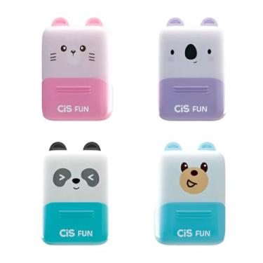 Imagem de Kit com 4 Carimbos Coloridos Fun Roller Stamp CiS Fofo Bichinhos Escolar Conjunto Kawaii Cores